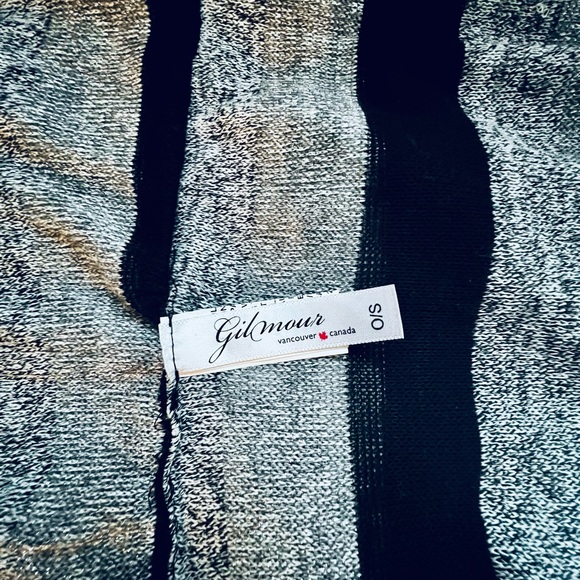 Striped Black + Silver Grey Infinity Scarf - NWOT - Picture 5 of 6
